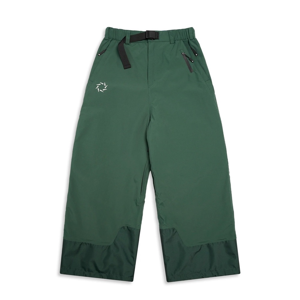 Men's Forest Green Baggy Ski Pants with Belt